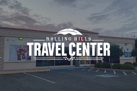 Travel center building with Rolling Hills Travel Center logo